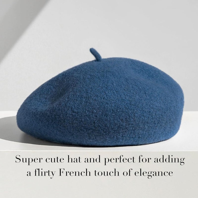 Sumolux Women Beret Hat Wool Vintage French Solid Color Classic Winter Cap - Image 2